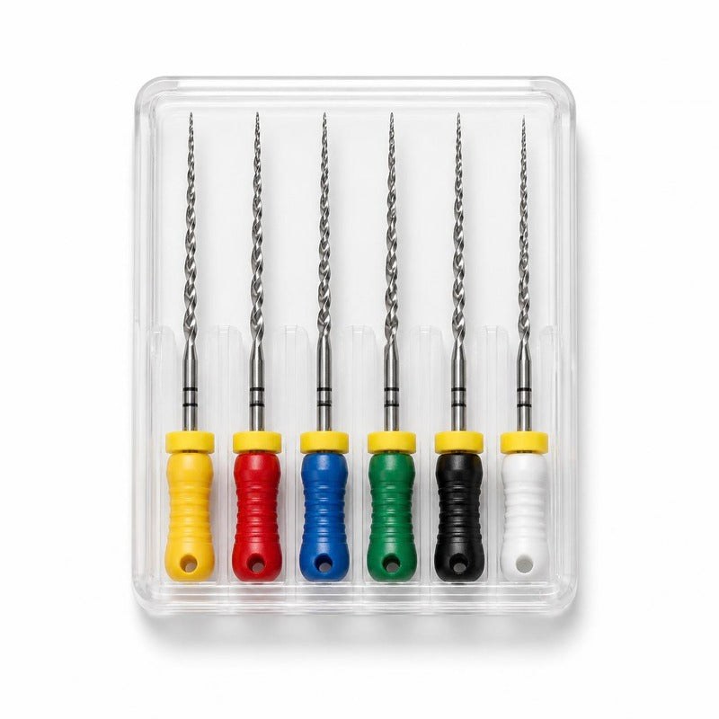 H-Files (Hedstrom) Stainless Steel Hand Files 21mm, 25mm, 31mm | ISO Color Coded 6/Box