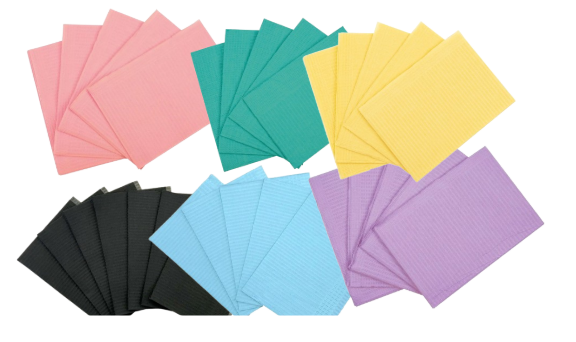Dental Bibs 3 Ply Black Blue Purple Green Yellow Pink | 500 Pack